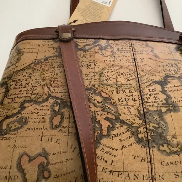 Patricia Nash Europe Map Poppy Leather Tote - Picture 7 of 13